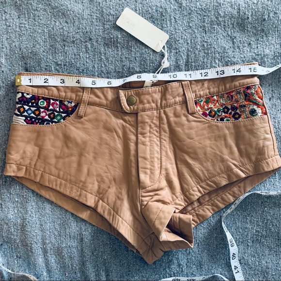 Spell & The Gypsy Festival Burning Man Coachella Embroidered Leather Shorts Boho - Picture 6 of 7